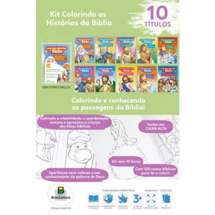 Colorindo histórias da Bíblia Em Formato Grande Kit c/10 Und.